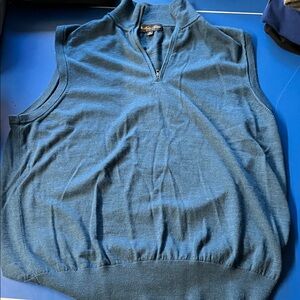 Brooks Brothers Blue Zip-Up Sweater Vest